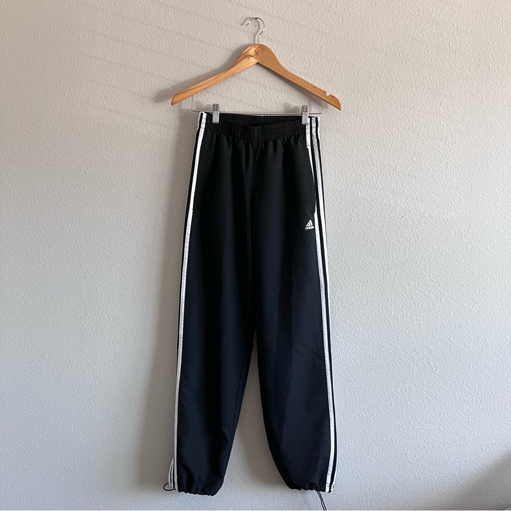 Adidas Black Joggers with White Stripes